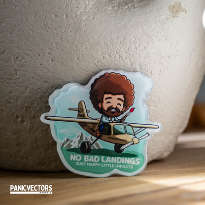 No Bad Landings Bob Ross | Epoxy Fridge Magnet