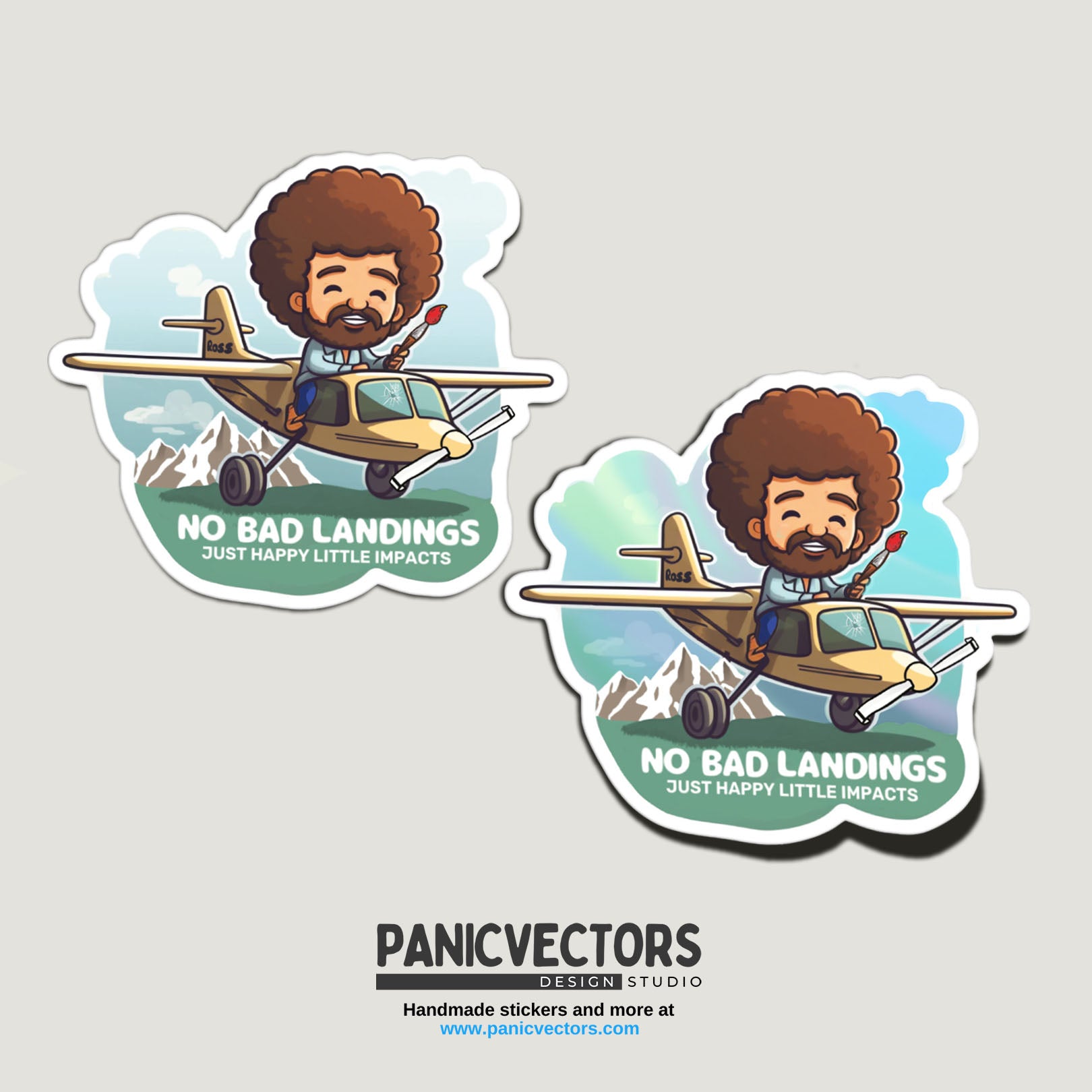 Pack of 9 Most Popular No Bad Landings Just Happy Little Impacts Bob Ross Vinyl Sticker