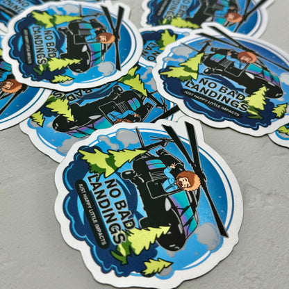 *Limited Edition Matte Mirror* Blackhawk UH60 Bob Ross No Bad Landings, Just Happy Little Impacts Vinyl Sticker