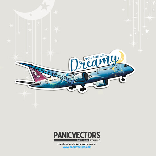 You Are So Dreamy Boeing 787 Moon & Stars Vinyl Sticker