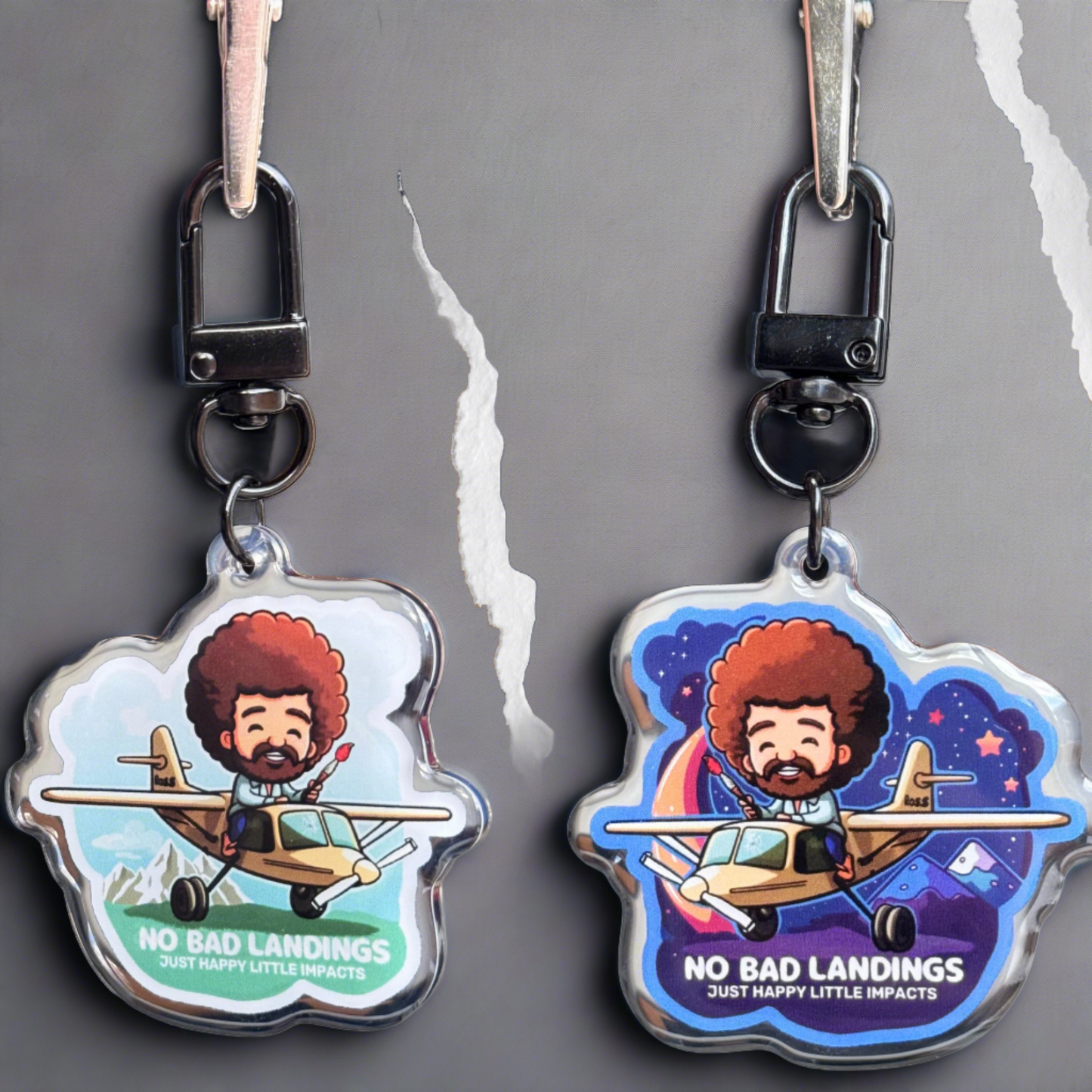 Bob Ross Keychain and Sticker Bundle