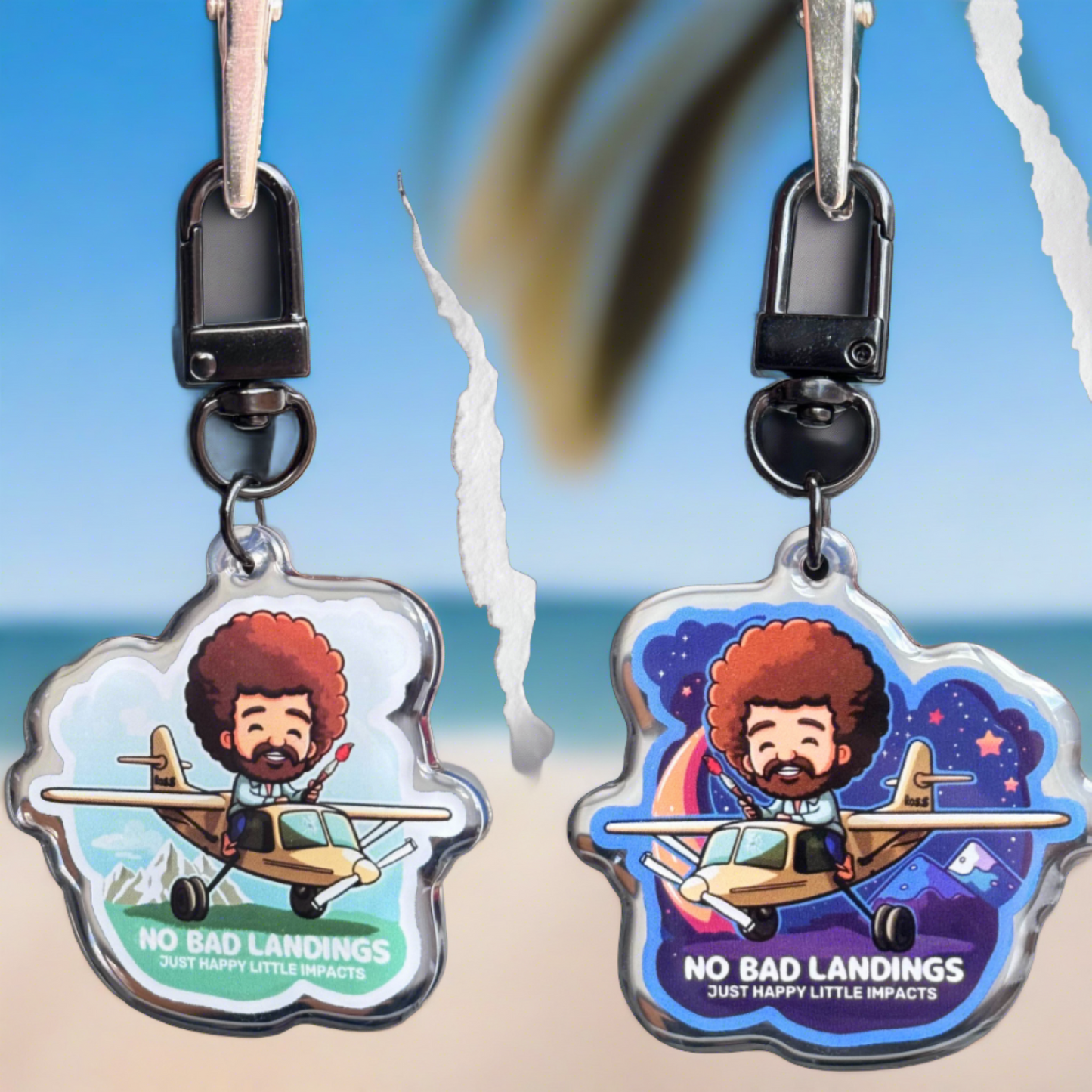 Bob Ross Keychain and Sticker Bundle