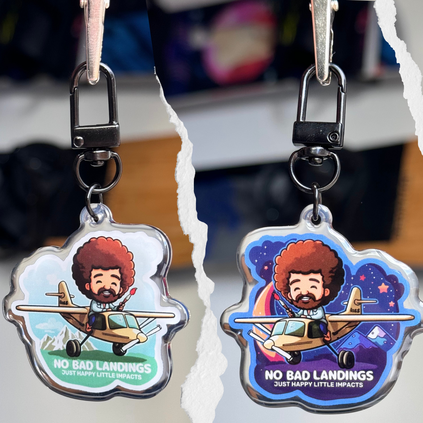 Bob Ross Keychain and Sticker Bundle