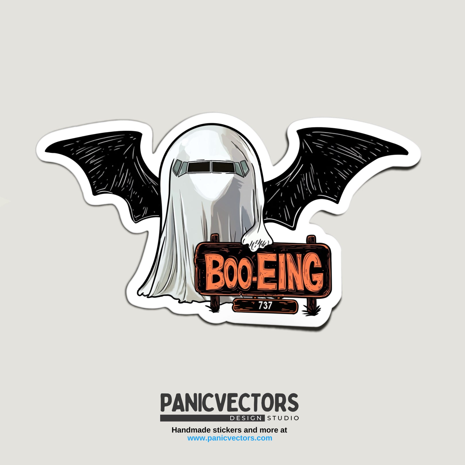 Boo-eing Ghost 737 Bat Matte Mirror Effect Vinyl Sticker