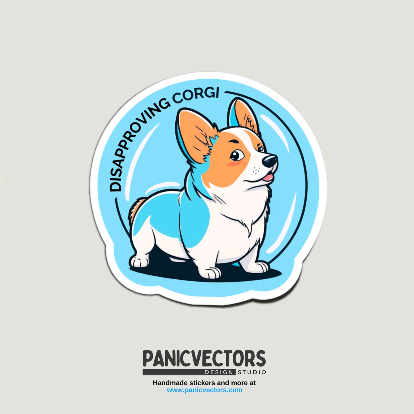 Disapproving Corgi Vinyl Sticker