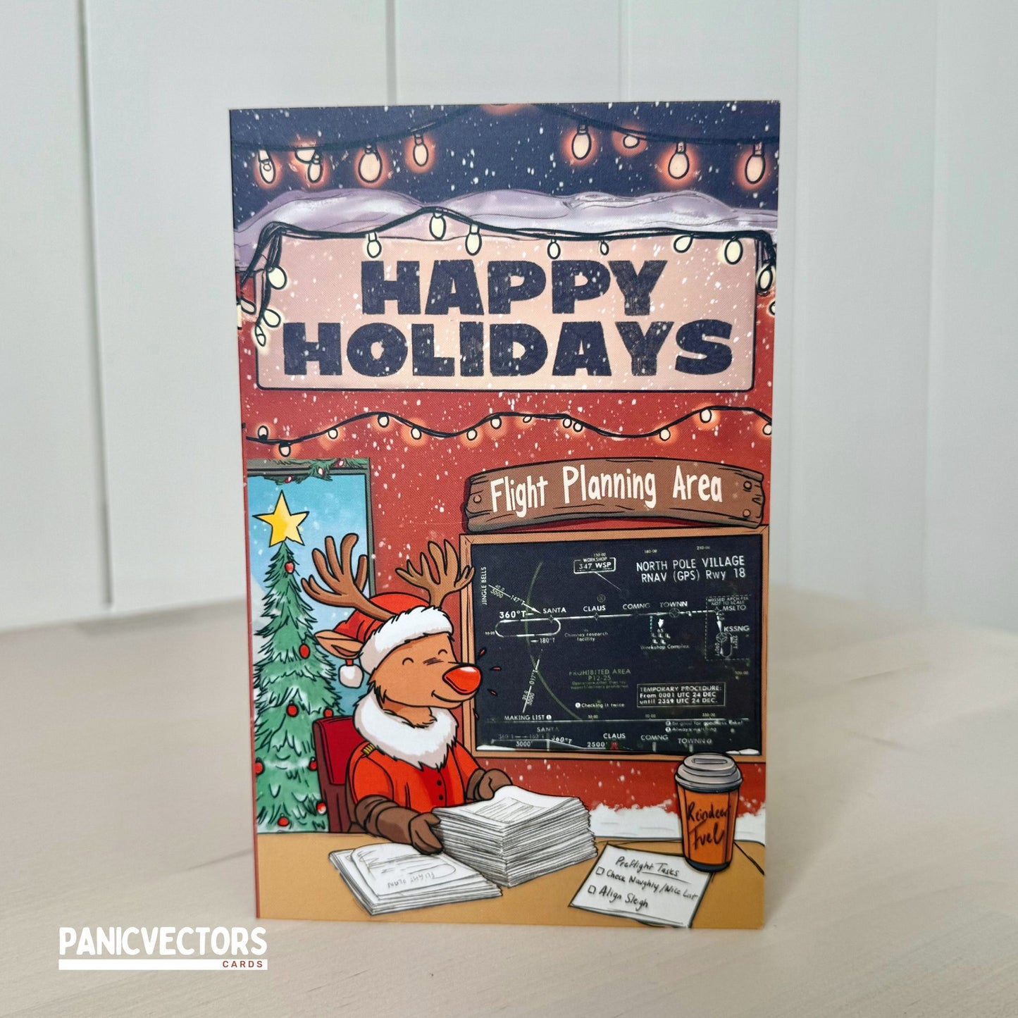 Holiday Reindeer Flight Planning Card