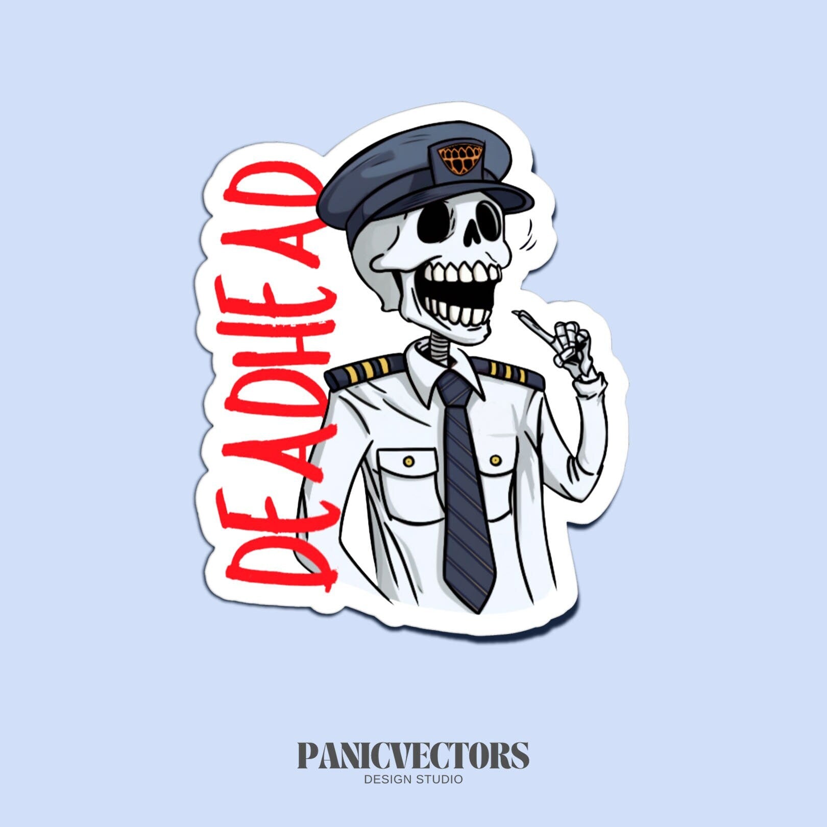 Deadhead Pilot Skeleton Vinyl Sticker