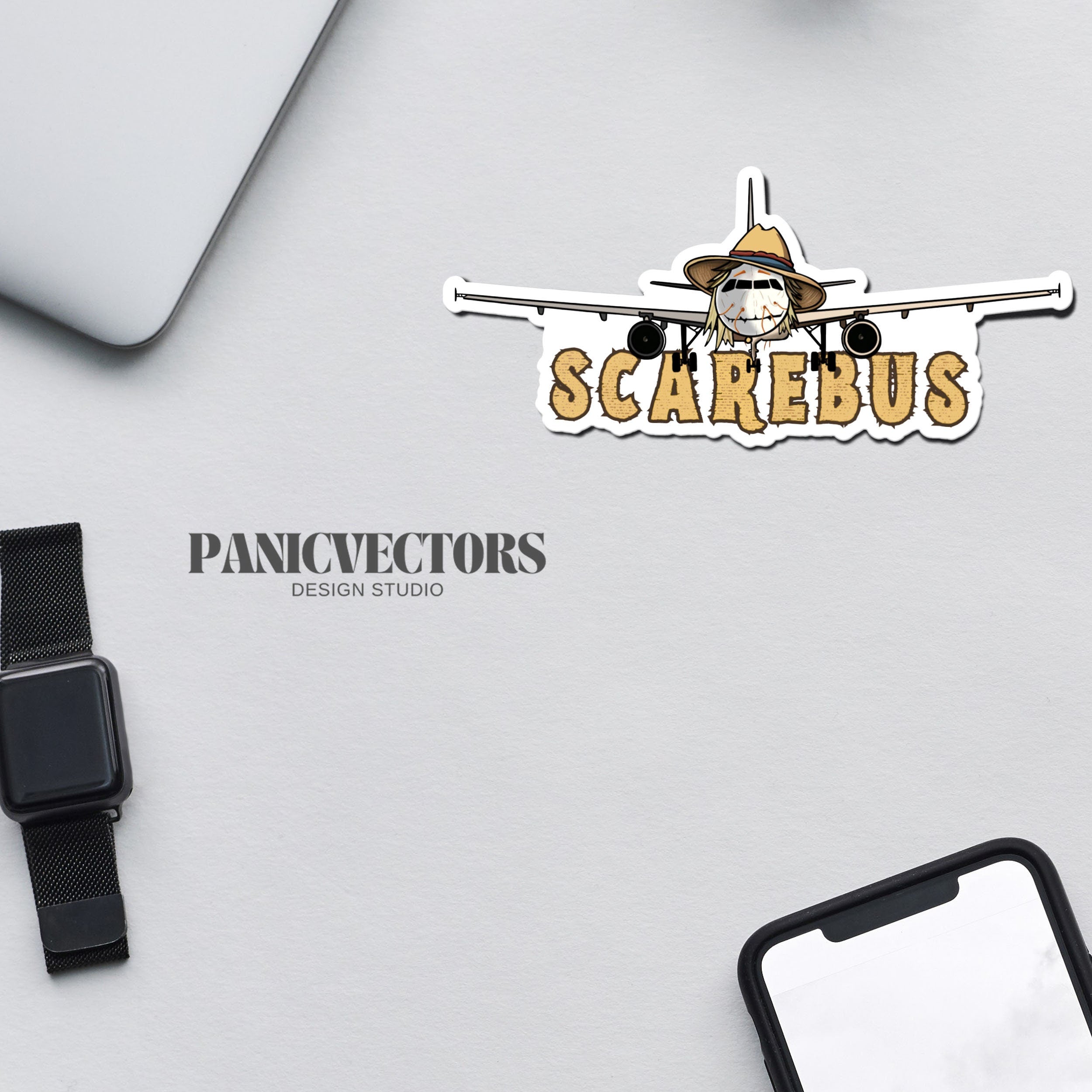 Airbus the Scarebus Scarecrow A320 Halloween Vinyl Sticker