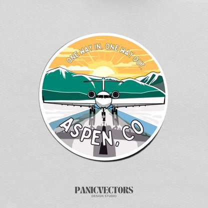 One Way In, One Way Out CRJ700 Aspen Vinyl Sticker